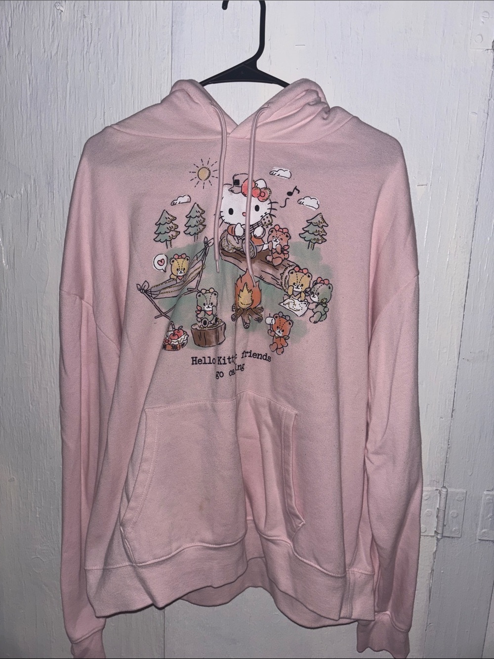 Sanrio Hello Kitty Camping Crewneck Sweatshirt in Light Pink
